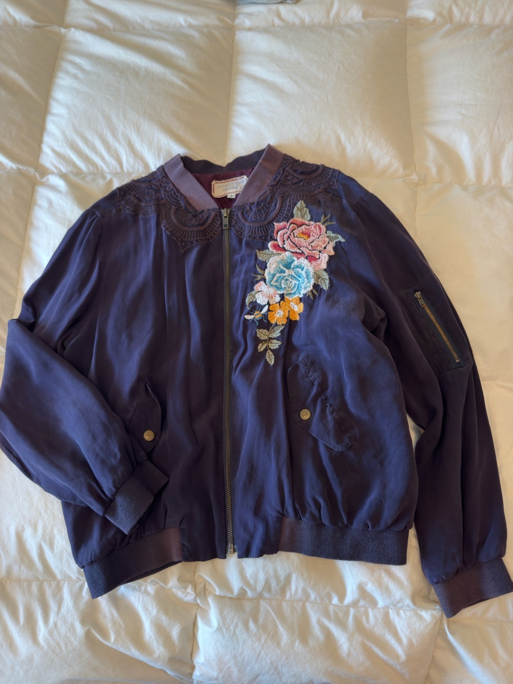 Johnny Was Embroidered Floral Women's Bomber Jacket